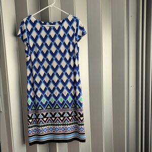 Jessica Howard Blue Geometric Midi Dress